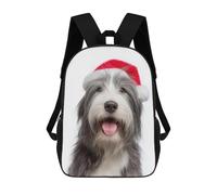sinyumoney Bearded Collie with Santa Hat School Backpack Work Laptop Backpack Rucksack Bag for Teenage Girls Boys Women Men 17inch