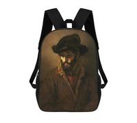 sinyumoney Bearded Man Wearing A Hat School Backpack Water Resistant Travel Backpack Computer Bag for School/Work/Travel 17inch
