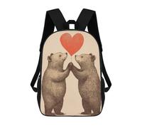 sinyumoney Bears And Heart Balloon Love Backpack School Business Laptop Rucksack Bag Unisex Casual Daypack for Girls Boys Teenage 17inch