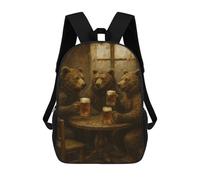 sinyumoney Bears Drinking Beer at A Table Backpack School Water Resistant Travel Backpack Computer Bag for School/Work/Travel 17inch