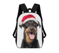 sinyumoney Beauceron Dog with Santa Hat Portrait School Backpack for Girls Backpack Water Repellent Casual Daypack Lightweight Rucksack Boy Girl School Backpack 17inch