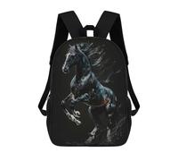 sinyumoney Beautiful Colorful Horse 3D Printed Children's 17 Inch Backpacks 3D Printed Casual School Bag for Boys Elementary And Middle