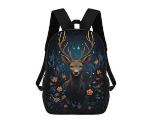 sinyumoney Beautiful Deer And Flowers Backpack School Bag Large Water Resistant Laptop Backpack for School/Work/Travel 17inch
