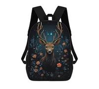 sinyumoney Beautiful Deer And Flowers Backpack School Bag Rucksack for Girls Boys Backpacks Large Capacity Kids Back Pack Lightweight School Bags for Children Students 17inch