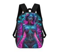 sinyumoney Beautiful Flower Body Children's Backpack, 17 Inch 3D Printed School Backpack, Backpack Cartoon Adjustable School Bag for Primary School