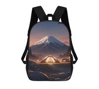 sinyumoney Beautiful Fuji at Camping Backpacks Kids School Backpack School Bag 3D Printed School Bag for Boys Elementary And Middle School Students 17inch