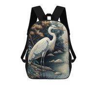 sinyumoney Beautiful Heron Children's School Backpack 3D Printed for Kids Travel Rucksacks Book Bags for Boys Elementary School Students 17inch