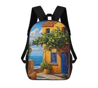sinyumoney Beautiful House Painting School Backpack Water Resistant Computer Rucksack- Perfect for Travel, Work And Daily Use 17inch