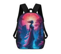 sinyumoney Beautiful Red Moon Lady Kids' Backpack 3D Printing School Bag Boys Cool Daypacks Casual Knapsack Fun Back Bag for Kids And Teenager 17inch