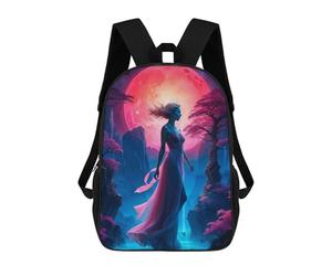 sinyumoney Beautiful Red Moon Lady School Backpack Daypacks Business Backpack Water Resistant Bookbag for Campus Outdoor Travel Sports 17inch