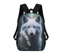 sinyumoney Beautiful White Wolf Backpack School Bag Secondary Causal Travel High School Bags for Camping Outdoor Adventures And Daily Travel 17inch