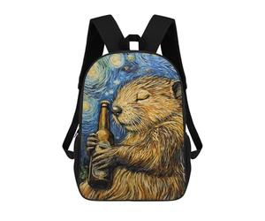 sinyumoney Beaver Beer in Starry Night School Backpack Water Resistant Computer Rucksack- Perfect for Travel, Work And Daily Use 17inch