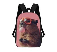 sinyumoney Beaver Bubblegum Backpacks 3D Printed Kids School Backpack School Bag Fashion Rucksacks for Boys Elementary And Middle School Students 17inch