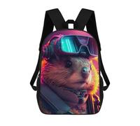 sinyumoney Beaver Futuristic Backpack Cartoon Plush Bag, 3D Backpack for Kids School Bag Birthday Gift Idea for Boys And Girls 17inch