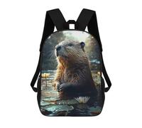 sinyumoney Beaver in Water Lily Pond School Backpack Large Lightweight Casual Backpack for Boys/Girls/Teenagers 17inch