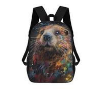 sinyumoney Beaver Painting School Bags Water Resistant School Bag Business Backpack - Perfect for Travel, Work And Daily Use 17inch