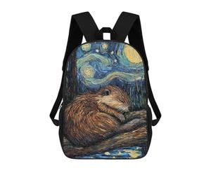 sinyumoney Beaver Sleeping Starry Night School Backpack Work Laptop Backpack Rucksack Bag for Camping Outdoor Adventures And Daily Travel 17inch