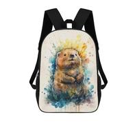 sinyumoney Beaver Watercolor Sketch Backpack Kids School Backpack School Bag 3D Printed Fashion School Bag for Boys Elementary And Middle School Student 17inch