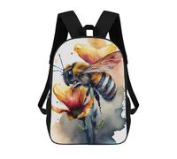 sinyumoney Bee on A Flower 3D Printed School Bag Children's School Backpack Schoolbags Travel Backpacks Casual Fashion Bag for Kids School Students 17inch
