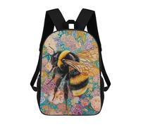 sinyumoney Bee on Flower Field Children's School Backpack Fashion Casual 17inch 3D Printed School Bags Boy School Backpack Large Backpack
