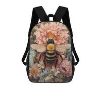 sinyumoney Bee on Flowers Art Print Children's Backpacks School Backpack 3D Printed for Kids Travel Rucksacks Book Bags Kids 17inch School Bag