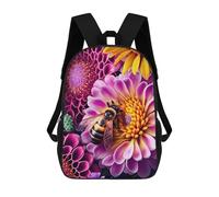 sinyumoney Bee on Vibrant Flower School Backpack for Girls Backpack Water Repellent Casual Daypack Lightweight Rucksack Boy Girl School Backpack 17inch