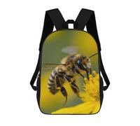 sinyumoney Bee on Yellow Flower 3D Printed Children's School Backpack for Kids High Capacity Travel Rucksacks 17 Inch Book Bags Kids