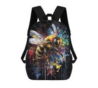 sinyumoney Bee Painting 3D Printed 17inch School Bag Children's School Backpack Travel Backpacks Casual Fashion Bag for Kids School Students