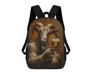 sinyumoney Beer Drinking Goat Backpack School Bag Secondary Causal Travel High School Bags - Perfect for Travel, Work And Daily Use 17inch