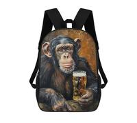 sinyumoney Beer Drinking Monkey Backpack School Bag Lightweight Airport College Students Back Pack for Men, Women & Teenage Boys 17inch