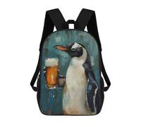 sinyumoney Beer Drinking Penguin Children’s Backpack Girls Boys, Rucksack Bag, Daypack, Primary School, Perfect for Back to Kids School Or PE, Gifts And Travel 17inch