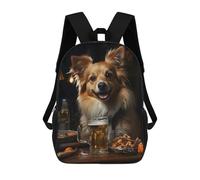 sinyumoney Beer-Sipping Dog Art Children's School Backpack 3D Printed for Kids Travel Rucksacks Book Bags Kids School Bag 17inch