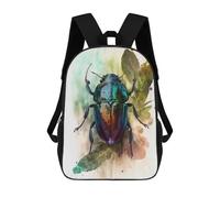 sinyumoney Beetle Beauty Watercolor Backpacks Kids School Backpack School Bag 3D Printed School Bag for Boys Elementary And Middle School Students 17inch