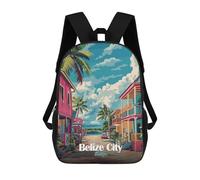 sinyumoney Belize City Travel Rucksacks 3D Printed Children Backpacks Fashion Casual Daypack Cute Travel Bags Outdoor Casual Daypack for Boy And Girl 17inch
