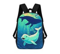 sinyumoney Beluga & Whale, An Ocean Light Dance Backpacks Kids Student Schoolbag,3D Printed Backpacks,Elementary And Middle School Students Backpacks for Boys Girls 17inch
