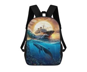 sinyumoney Beneath The Crimson Sky Backpacks Children's Backpacks School Bag 3D Printed Children's School Backpack Fashion Travel Backpacks for Kids Elementary Middle School 17inch