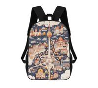 sinyumoney Berlin Cityscape Illustration Backpack School Travel College Rucksack Backpacks for Men, Women & Teenage Boys 17inch