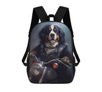 sinyumoney Bernese Mountain Dog Biker Rucksack Secondary Causal Travel High School Bags for Boys/Girls/Teenagers 17inch