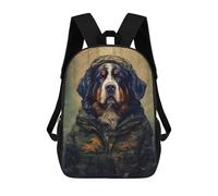 sinyumoney Bernese Mountain Dog Camo School Backpack Secondary Causal Travel High School Bags for Teenage Girls Boys Women Men 17inch