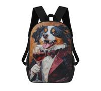 sinyumoney Bernese Mountain Dog Enjoying Red Wine Backpack for School 3D Printed Boys Girls School BagChildren Bookbag Travel Rucksack 17inch