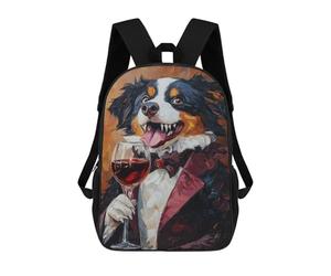 sinyumoney Bernese Mountain Dog Enjoying Red Wine Backpack for School 3D Printed Boys Girls School BagChildren Bookbag Travel Rucksack 17inch