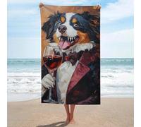 sinyumoney Bernese Mountain Dog Enjoying Red Wine Towels Bathroom Lightweight Soft Absorbent Beach Towel Perfect The Home 130cm*80cm