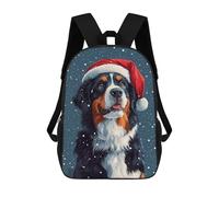 sinyumoney Bernese Mountain Dog in Santa Hat Christmas Dog Wall Art Backpack School Bag Water Resistant Computer Rucksack for Teenage Girls Boys Women Men 17inch