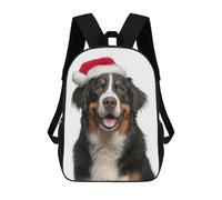 sinyumoney Bernese Mountain Dog Santa Portrait Kids Backpack, Kids School Bag 3D Printed School Backpacks for Boys And Teenager School Students 17inch