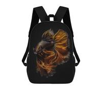 sinyumoney Betta Fish Gold Balck 17 Inch Kids Backpack Fashion Fun Backpack Book Bag for Boys And Teenager 3D Printed for Boys