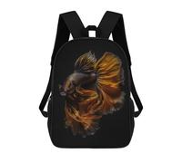 sinyumoney Betta Fish Gold Balck Backpack School Bag Secondary Causal Travel High School Bags - Perfect for Travel, Work And Daily Use 17inch