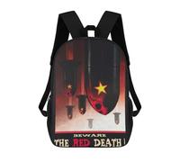 sinyumoney Beware The Red Death 3D Printed Kids School Bag Rucksacks Children's School Fashion Casual Back Pack High Capacity Travel Book Bags Backpack for Kids 17inch