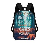 sinyumoney Bible Verse - Cast Your Anxiety School Backpack Secondary Causal Travel High School Bags for Teenage Girls Boys Women Men 17inch