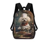 sinyumoney Bichon Frise Chef Backpacks Kids School Backpack Fashion School Bag 3D Printed School Bag for Boys Elementary And Middle School Students 17inch