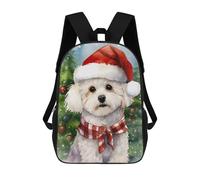 sinyumoney Bichon Frise Christmas Pai Backpack School High Secondary School Bags Casual Backpack for Teenage Girls Boys Women Men 17inch